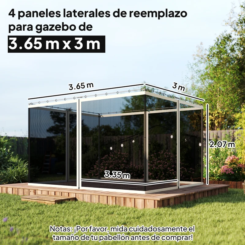 Outsunny 4 Paneles Laterales 335x207 Cm Para Carpa De Jardín Mosquitera