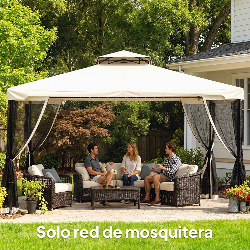 Outsunny 4 Paneles Laterales 335x207 Cm Para Carpa De Jardín Mosquitera