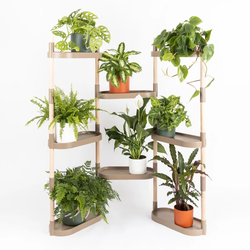 Soporte Modular Citysens De 8 Bandejas – Color Corteza De Pino, Polipropileno 100% Reciclado Y Madera Ecológica Pefc