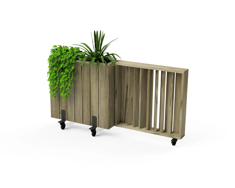 Kit Jardinera Alta De Madera Con Ruedas Y Barandilla 75x34x80 Cm Hortalia