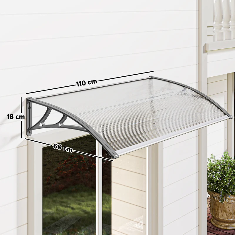 Outsunny Tejadillo De Protección 110x60 Cm Para Puertas Y Ventanas Transparente
