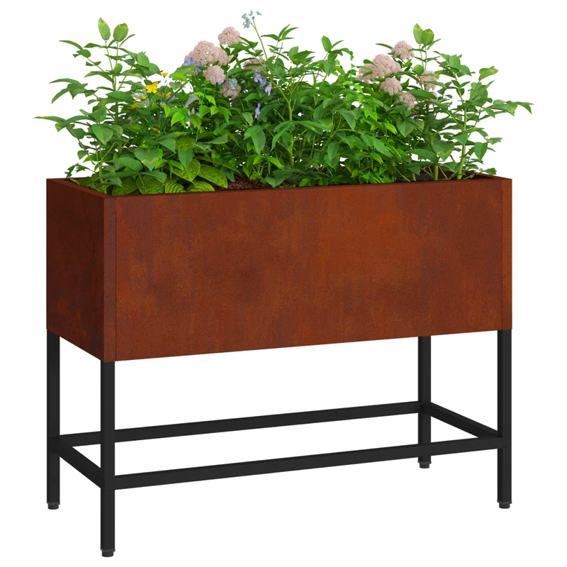 Jardinera Elevada Oxidado 60 X 26 X 45 Cm Acero Autopatinable