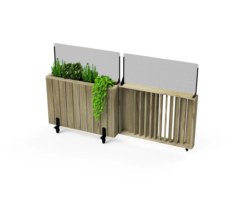 Kit Jardinera Alta De Madera Con Barandilla Y Cortavientos 40 Cm 100x24x80 Cm Hortalia