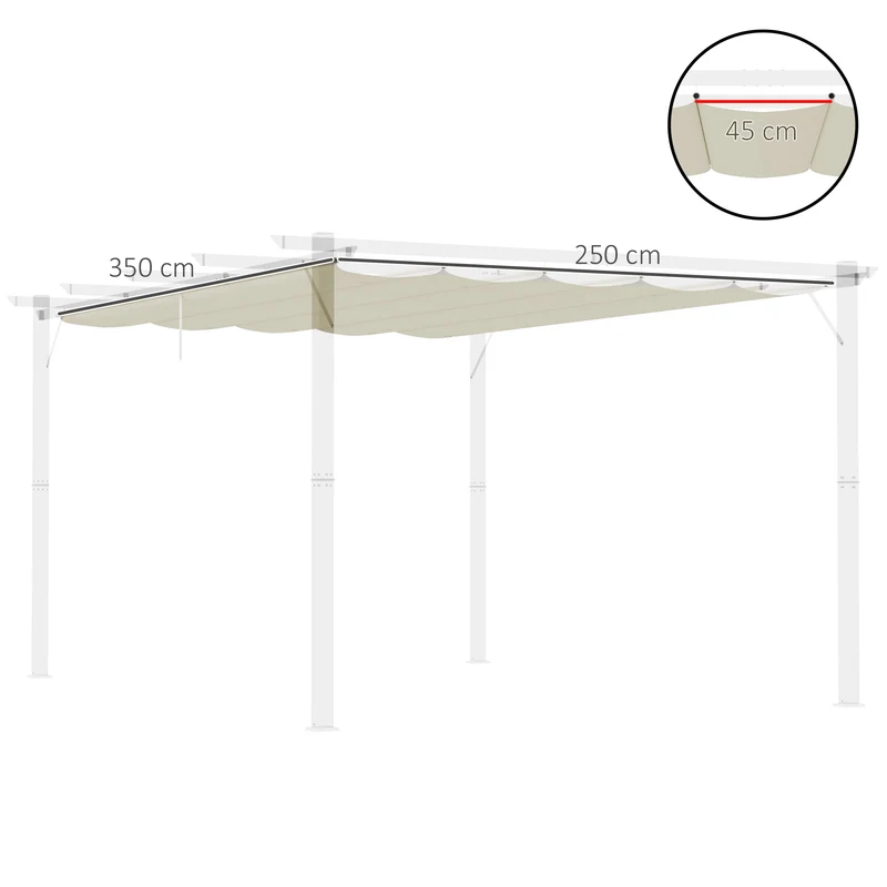 Outsunny Cubierta Para Pérgola Retráctil 3,5x2,6 M Para Marco De 4x3 M Crema