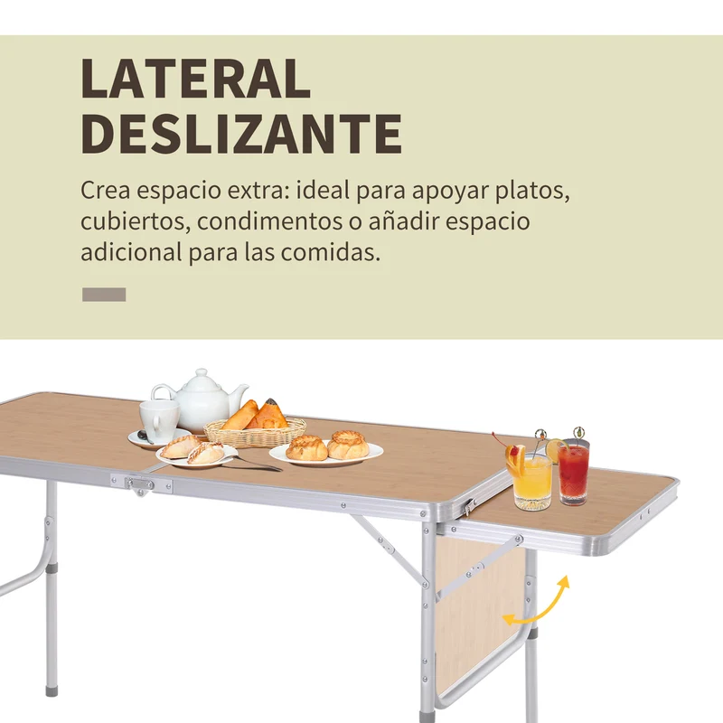 Outsunny Mesa De Picnic Plegable Mesa De Camping Con Hoja Abatible Estructura