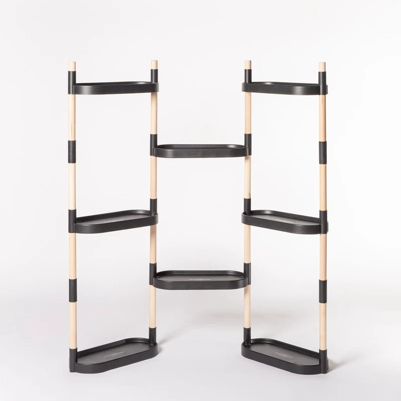 Soporte Modular Citysens De 8 Bandejas – Negro, Polipropileno 100% Reciclado Y Madera Ecológica Pefc