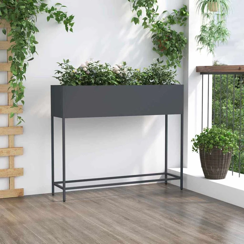 Jardinera Elevada Antracita 100 X 26 X 82 Cm Acero