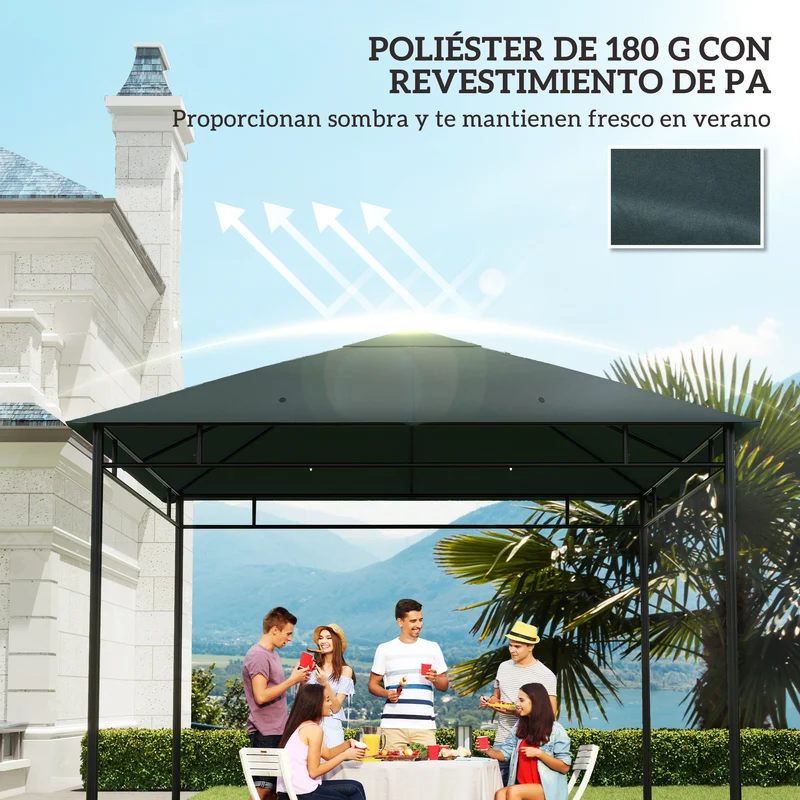Outsunny Techo De Repuesto 300x300 Cm Cenador De Jardín Con 8 Orificios Verde