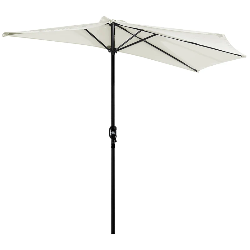 Outsunny Sombrilla Parasol Jardín Con Manivela Semicircular Exterior 269x138x236