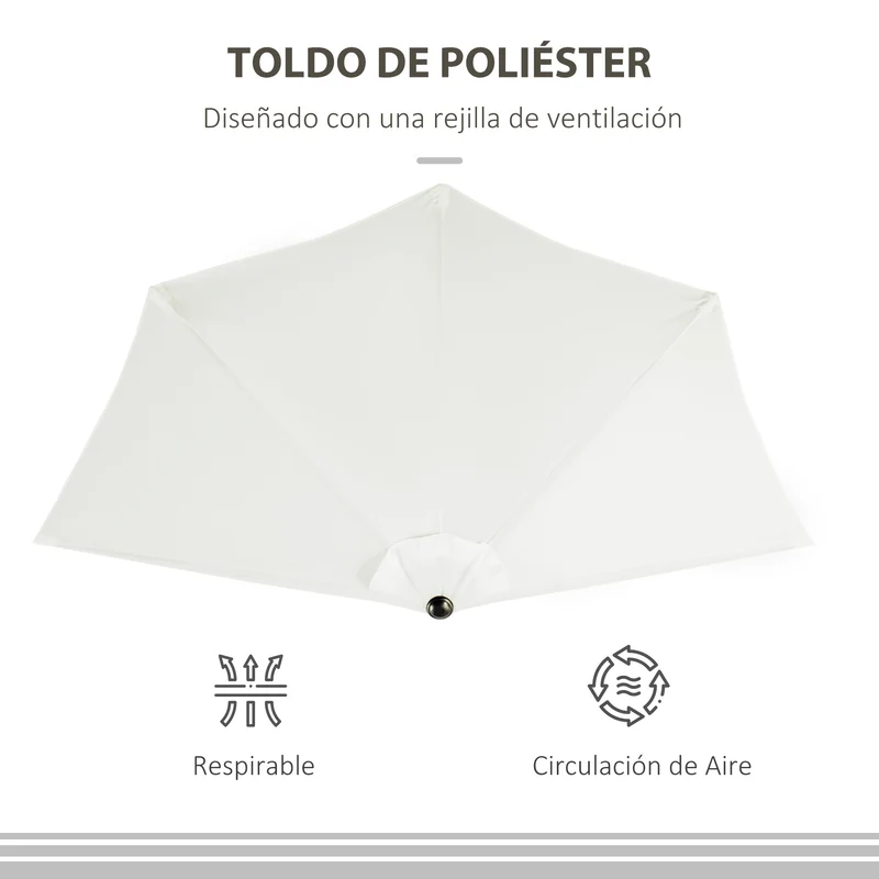 Outsunny Sombrilla Parasol Jardín Con Manivela Semicircular Exterior 269x138x236