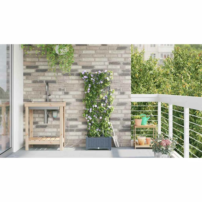 Macetero De Jardín Gris Claro 40 X 40 X 126 Cm Pp
