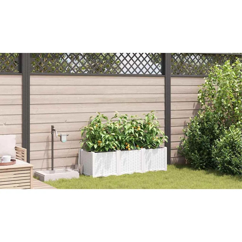 Macetero De Jardín 3 Uds. Blanco 120 X 40 X 37,5 Cm Pp