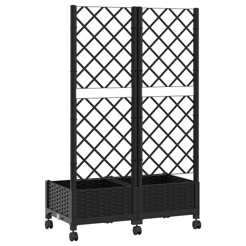 Jardinera Con Enrejado Y Ruedas Negro 80 X 40 X 131,5 Cm Pp