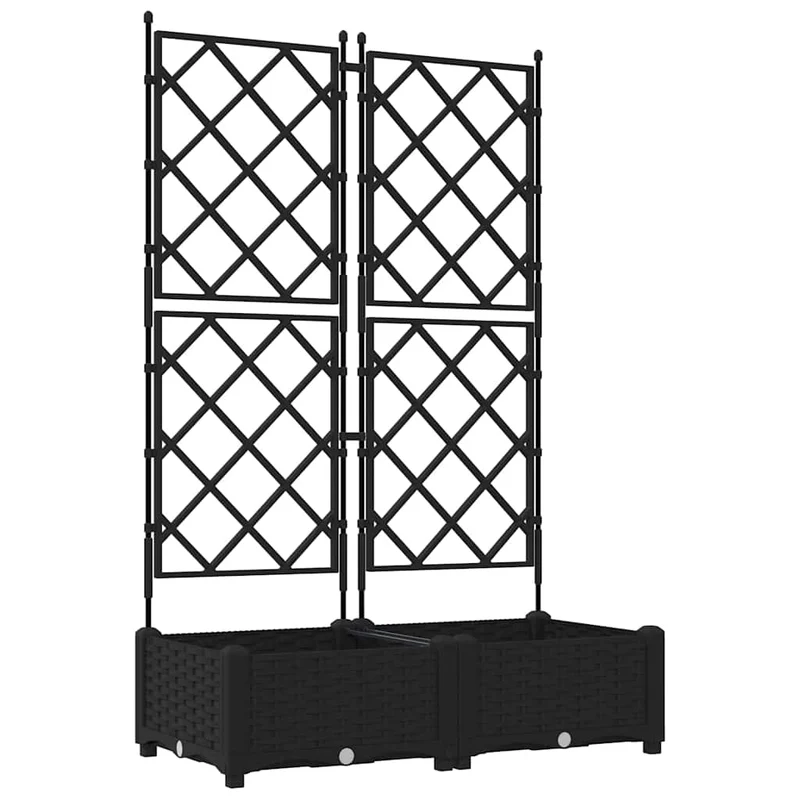 Macetero De Jardín 2 Uds. Negro 80 X 40 X 125,5 Cm Pp