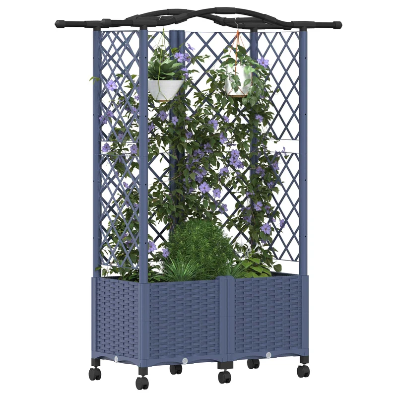 Cama Elevada Con Trellis Y Techo Gris 122 X 40 X 144 Cm Pp