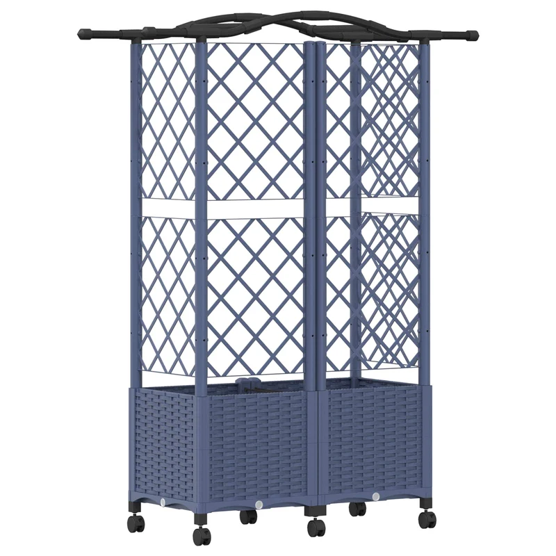 Cama Elevada Con Trellis Y Techo Gris 122 X 40 X 144 Cm Pp