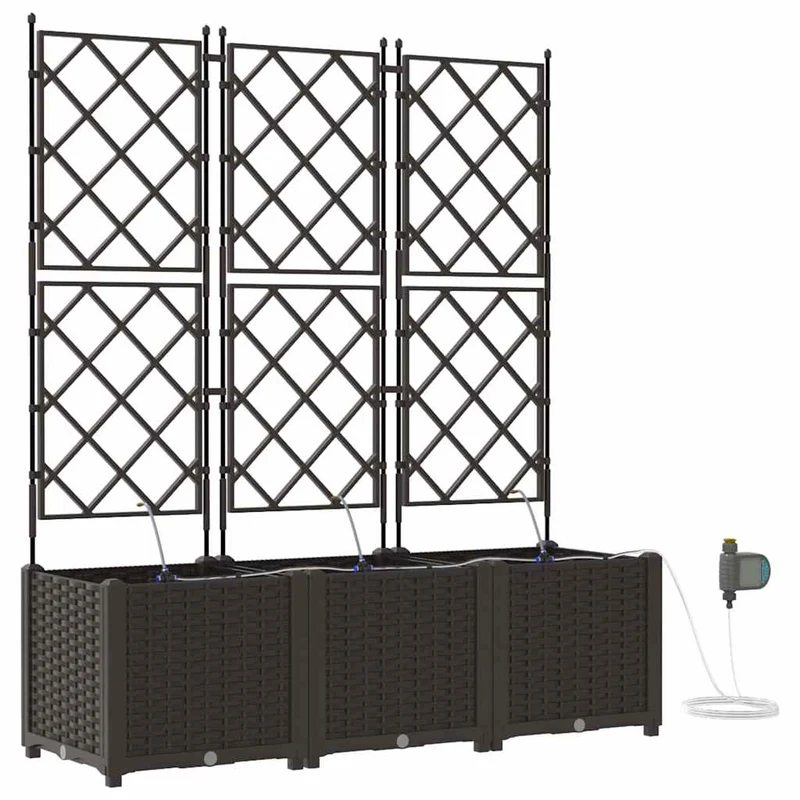 Macetero De Jardín 3 Uds. Marrón 120 X 40 X 142 Cm Pp