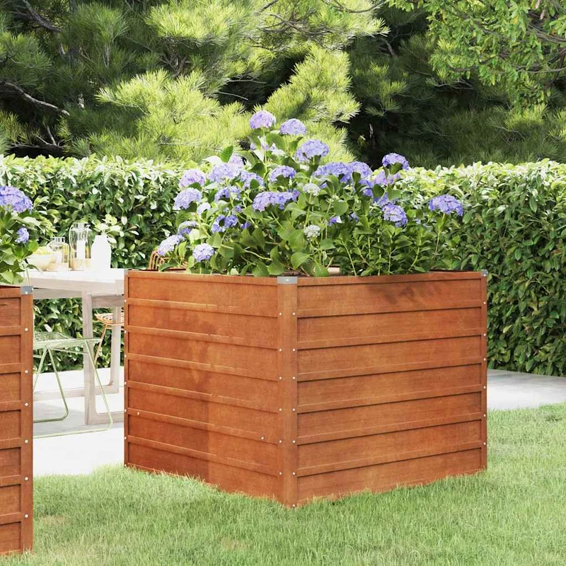 Arriate Oxidado De Acero Corten 100x100x77 Cm
