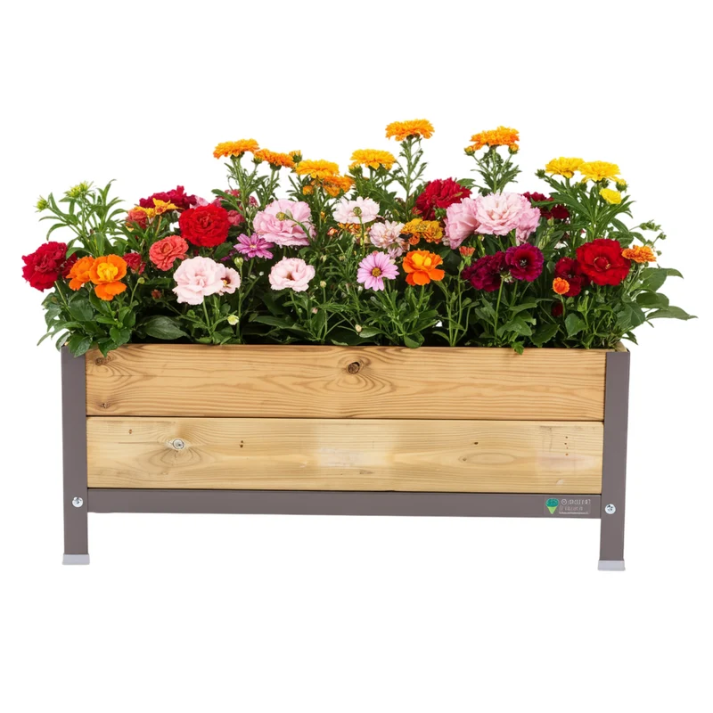 Jardinera Elevada De Madera Gris 90x60x38 Cm De Estructura Metálica Y Bandeja Recoge Aguas Mi Huerto Urban