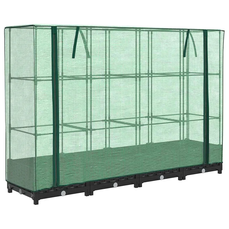 Jardinera Elevada Con Cubierta De Invernadero Aspecto Ratán 160x40x123 Cm