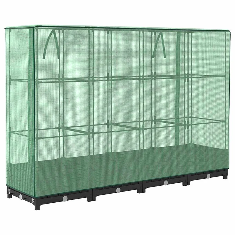 Jardinera Elevada Con Cubierta De Invernadero Aspecto Ratán 160x40x123 Cm