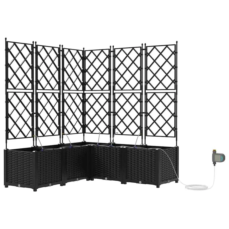 Macetero De Jardín 5 Uds. Negro 120 X 120 X 142 Cm Pp