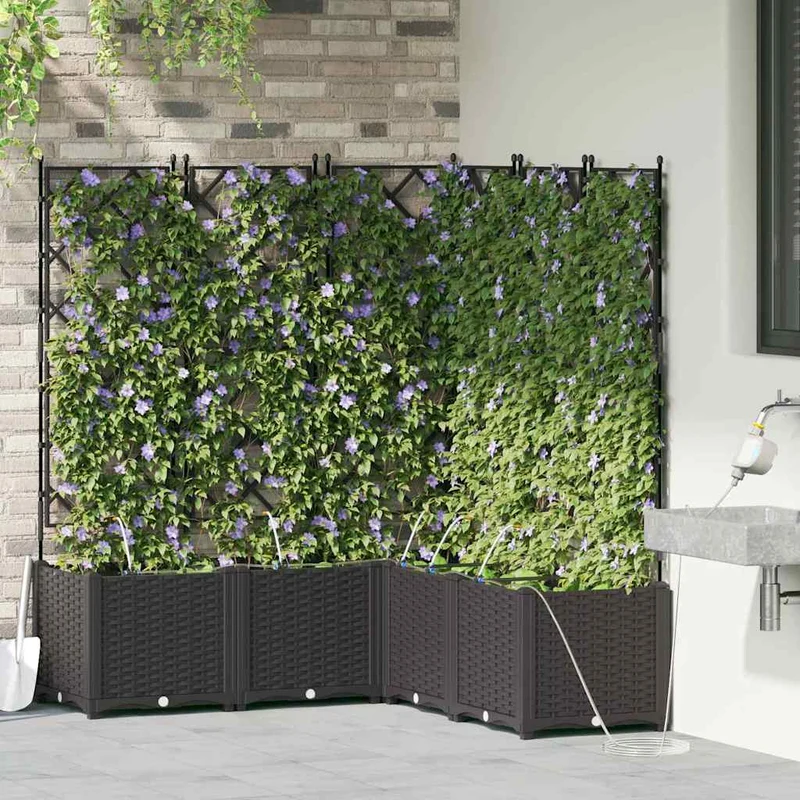 Macetero De Jardín 5 Uds. Negro 120 X 120 X 142 Cm Pp