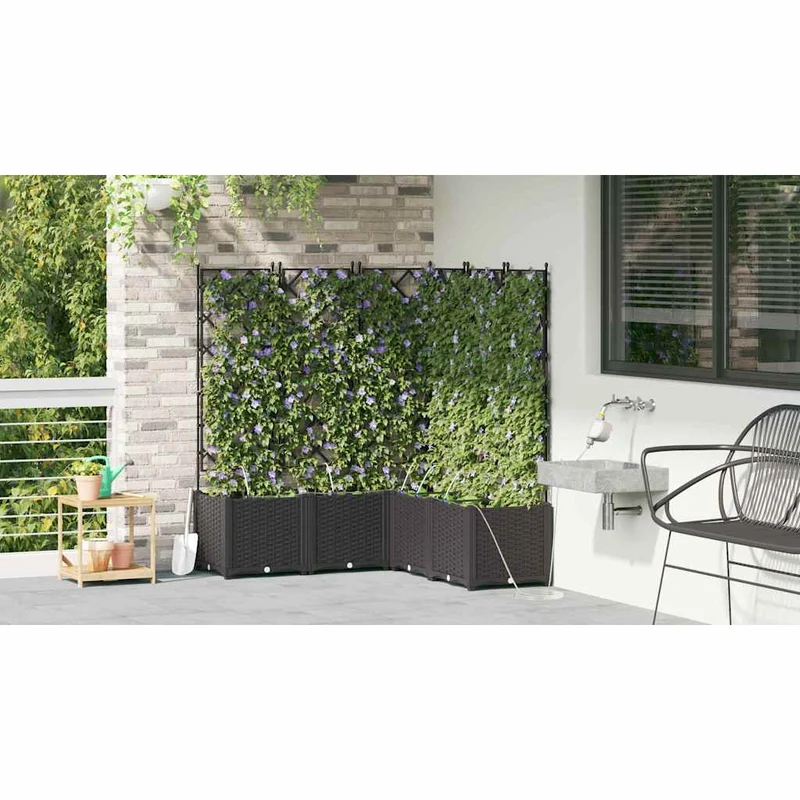 Macetero De Jardín 5 Uds. Negro 120 X 120 X 142 Cm Pp