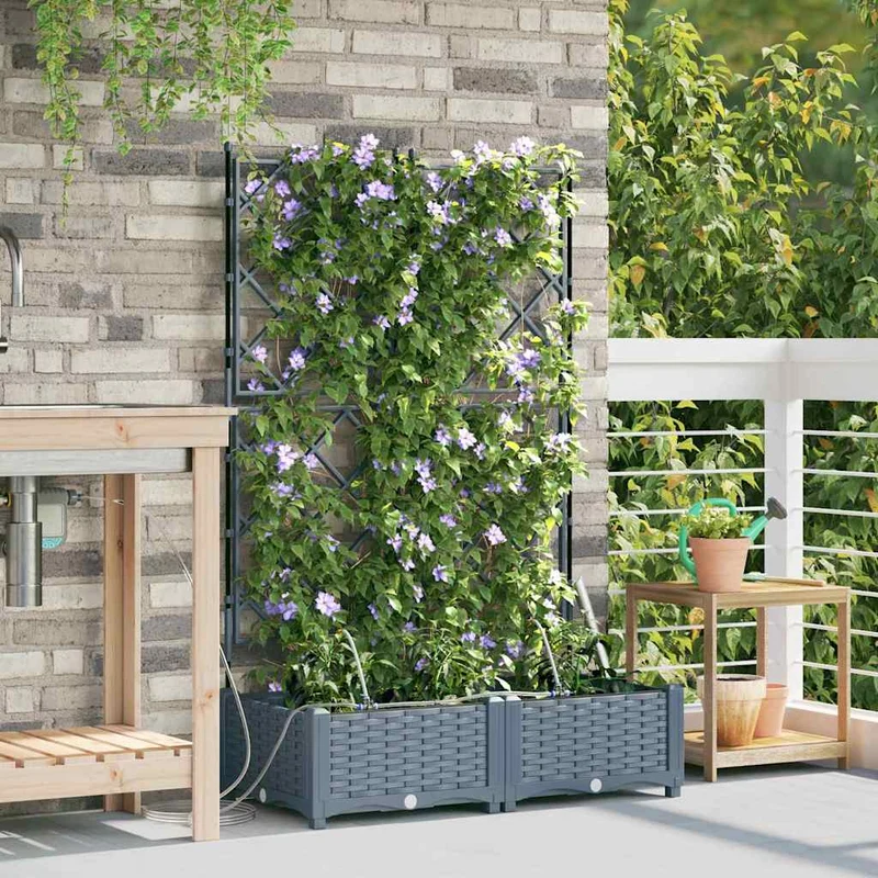 Macetero De Jardín 2 Uds. Gris Claro 80 X 40 X 126 Cm Pp