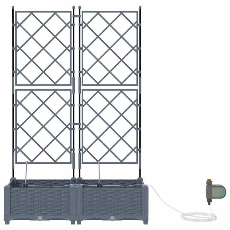 Macetero De Jardín 2 Uds. Gris Claro 80 X 40 X 126 Cm Pp