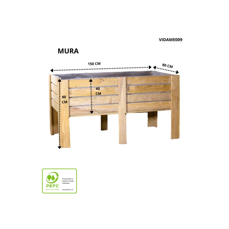 Mesa De Cultivo Mura Profunda 40cm Vidahuerto 150x80x80 Cm.
