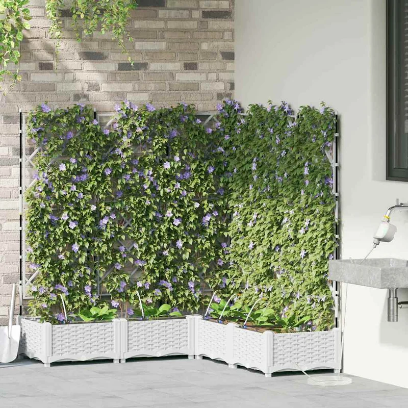 Macetero De Jardín 5 Uds. Blanco 120 X 120 X 126 Cm Pp