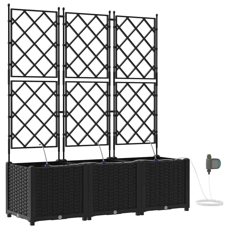 Macetero De Jardín 3 Uds. Negro 120 X 40 X 142 Cm Pp