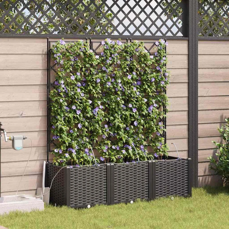 Macetero De Jardín 3 Uds. Negro 120 X 40 X 142 Cm Pp