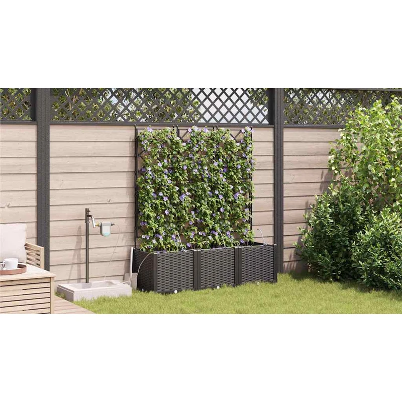 Macetero De Jardín 3 Uds. Negro 120 X 40 X 142 Cm Pp