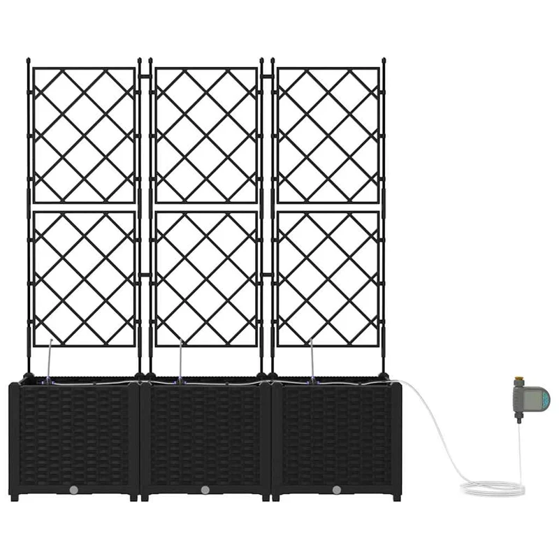 Macetero De Jardín 3 Uds. Negro 120 X 40 X 142 Cm Pp