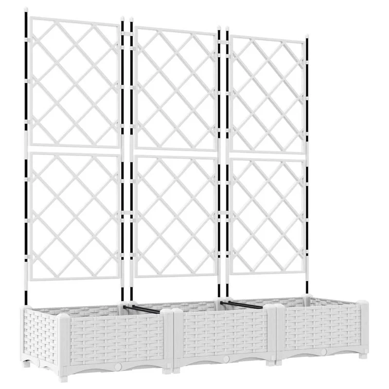Macetero De Jardín 3 Uds. Blanco 120 X 40 X 125,5 Cm Pp