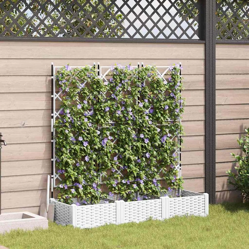 Macetero De Jardín 3 Uds. Blanco 120 X 40 X 125,5 Cm Pp