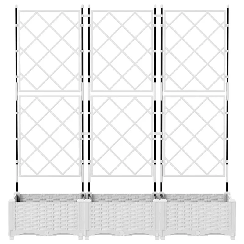 Macetero De Jardín 3 Uds. Blanco 120 X 40 X 125,5 Cm Pp