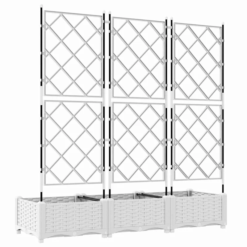 Macetero De Jardín 3 Uds. Blanco 120 X 40 X 125,5 Cm Pp