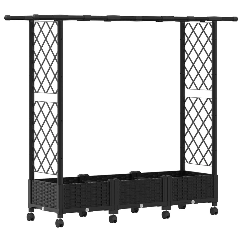 Cama Elevada Con Trellis Y Techo Negro 164 X 40 X 127 Cm Pp