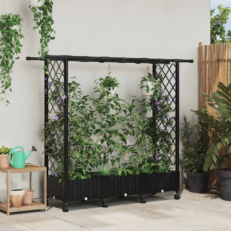 Cama Elevada Con Trellis Y Techo Negro 164 X 40 X 127 Cm Pp