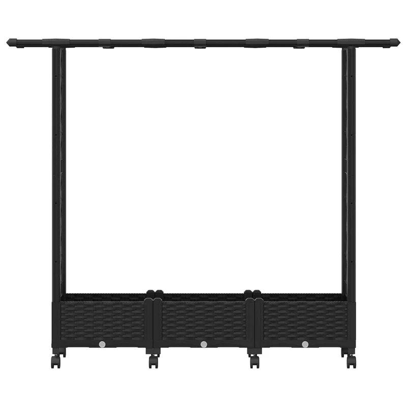 Cama Elevada Con Trellis Y Techo Negro 164 X 40 X 127 Cm Pp