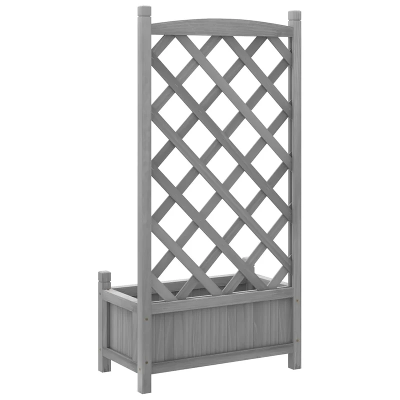 Jardinera Con Enrejado Gris 55x29,5x110 Cm Madera Maciza De Abeto