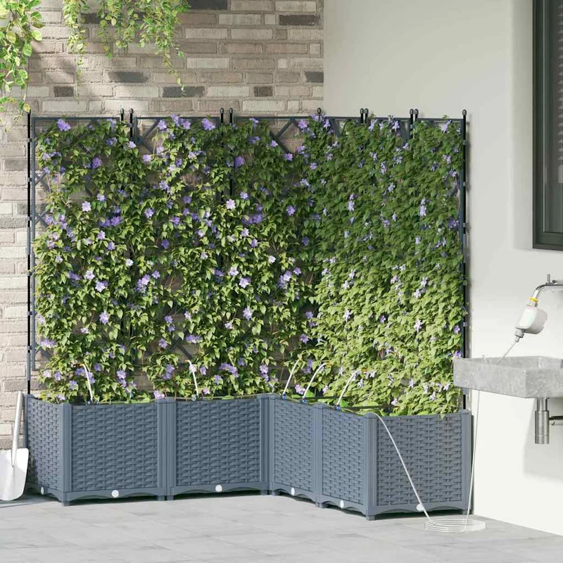 Macetero De Jardín 5 Uds. Gris Claro 120 X 120 X 142 Cm Pp