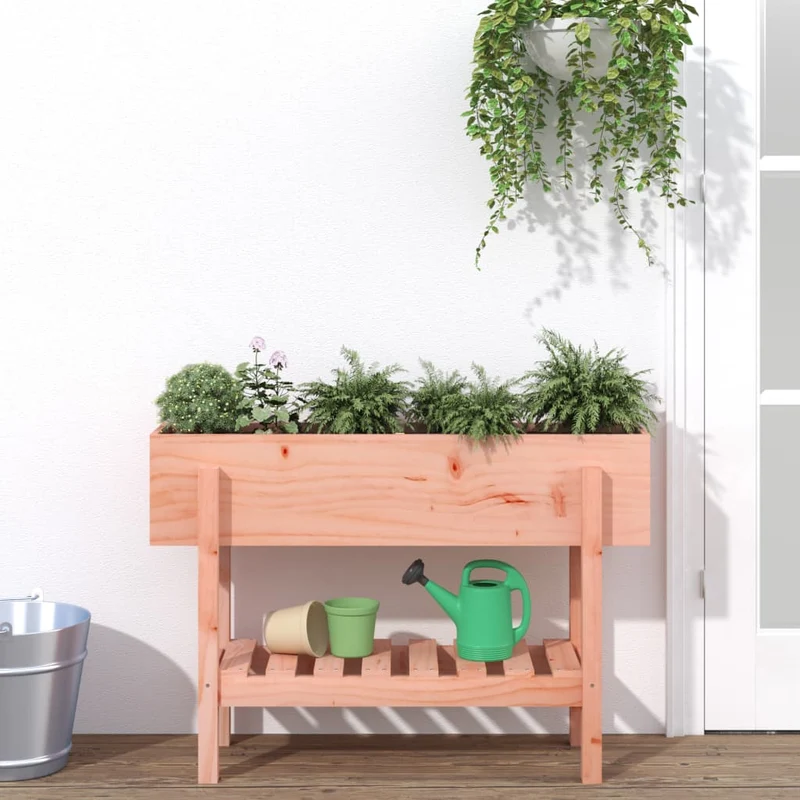 Arriate Elevado Jardín Madera Maciza Abeto Douglas 101x30x69 Cm