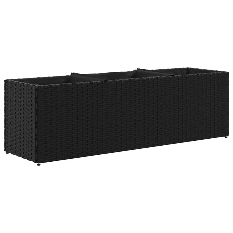 Jardineras Con 3 Maceteros 2 Uds Ratán Pe Negro 105x30x32 Cm