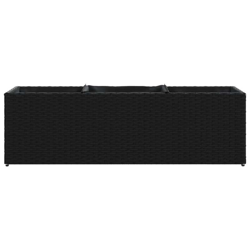 Jardineras Con 3 Maceteros 2 Uds Ratán Pe Negro 105x30x32 Cm