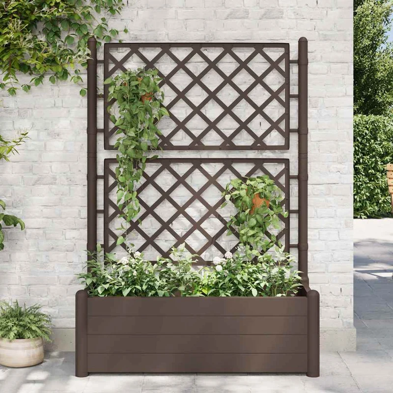 Jardinera Con Enrejado Pp Moca 100x43x142 Cm