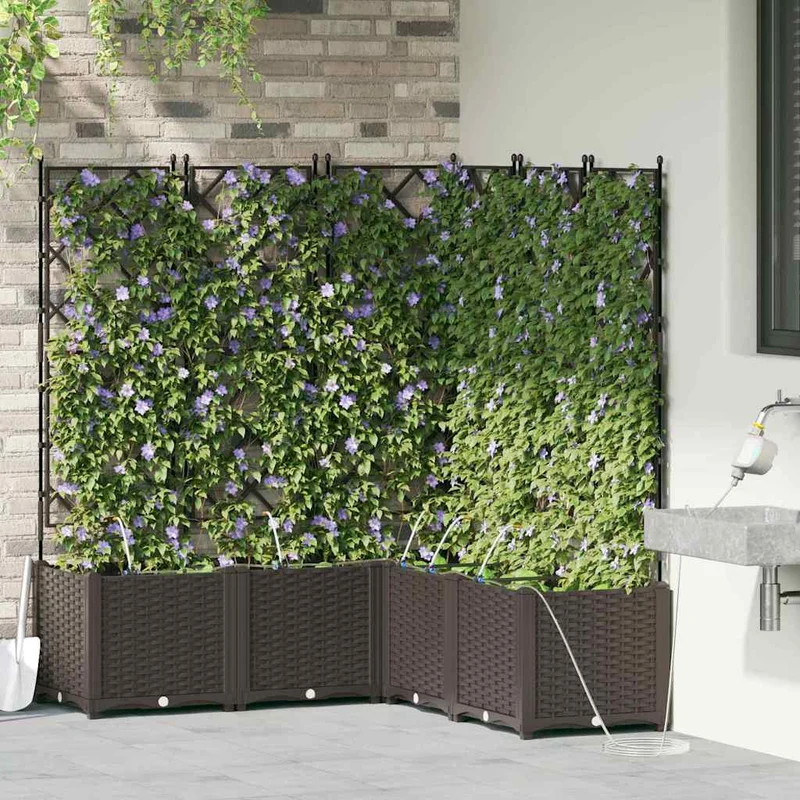 Macetero De Jardín 5 Uds. Marrón 120 X 120 X 142 Cm Pp